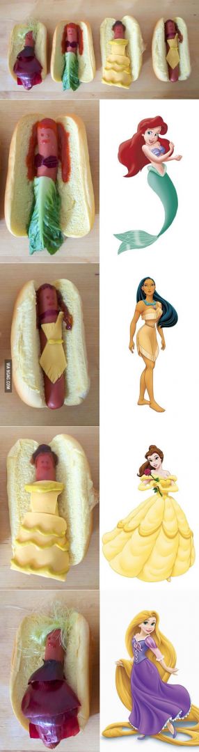 Disney Princesses reimagined as hot dogs